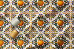 Sicilian Tile Seamless Patterns, Mediterranean Fruits Print Product Image 2