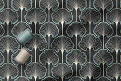 Art Deco Ginkgo Floral Seamless Patterns, Modern Floral Product Image 2