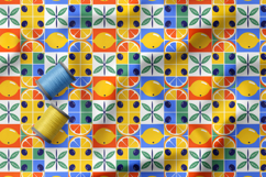 Mediterranean Lemon Seamless Pattern, Limoncello Tile Retro Product Image 3
