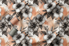 Hibiscus Seamless Patterns, Artistic Floral Surface Design Product Image 4