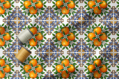 Sicilian Tile Seamless Patterns, Mediterranean Fruits Print Product Image 4