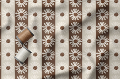Terracotta Daisy Seamless Patterns, Boho Floral Neutral PNG Product Image 4