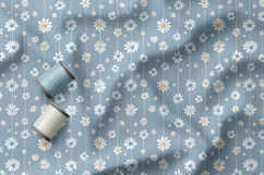 Blue Daisy Seamless Patterns, Boho Botanical Digital Paper Product Image 4