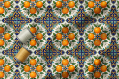 Sicilian Tile Seamless Patterns, Mediterranean Fruits Print Product Image 5