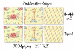 Giraffe sublimation design. Skinny tumbler wrap design. Product Image 2