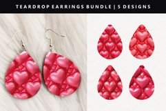 Puff Heart Teardrop Earring Sublimation PNG Design Product Image 1