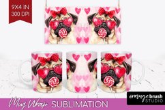 Pug Valentine Mug Wrap Valentines Day Mug PNG Sublimation Product Image 1