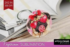 Pug Valentine Keychain PNG Valentines Day Keychain Product Image 1