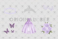 Princess Quinceañera Purple Clipart Product Image 3