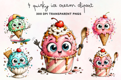 Quirky Ice Cream Clipart PNG Product Image 1