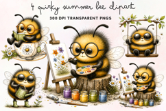 Quirky Summer Bee Clipart PNG Product Image 1