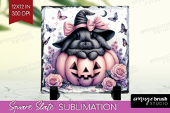 Rabbit Halloween Slate PNG Coquette Square Slate Sublimation Product Image 1