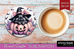 Rabbit Halloween Round Coaster Coquette Coaster PNG Product Image 1