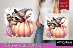 Raccoon Halloween Tote Bag Coquette Tote Bag PNG Sublimation Product Image 1