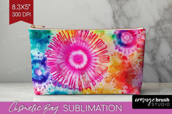 Tie Dye Cosmetic Bag - Rainbow Makeup Bag PNG Sublimation Product Image 1