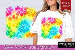 Tie Dye Square Tshirt Background - Rainbow PNG Sublimation Product Image 1