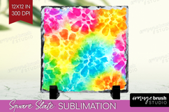 Tie Dye Slate PNG - Rainbow Square Slate Sublimation Product Image 1