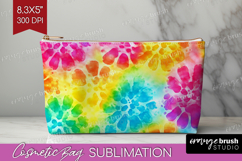 Tie Dye Cosmetic Bag - Rainbow Makeup Bag PNG Sublimation Product Image 1