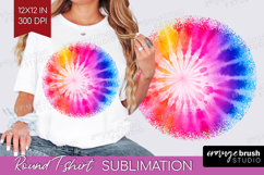 Tie Dye Round Tshirt Background - Rainbow PNG Sublimation Product Image 1