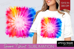 Tie Dye Square Tshirt Background - Rainbow PNG Sublimation Product Image 1