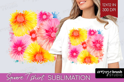 Tie Dye Square Tshirt Background - Rainbow PNG Sublimation Product Image 1