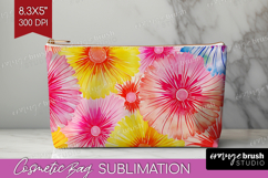 Tie Dye Cosmetic Bag - Rainbow Makeup Bag PNG Sublimation Product Image 1