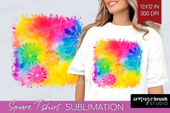 Tie Dye Square Tshirt Background - Rainbow PNG Sublimation Product Image 1