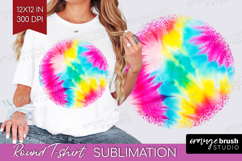 Tie Dye Round Tshirt Background - Rainbow PNG Sublimation Product Image 1