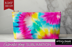 Tie Dye Cosmetic Bag - Rainbow Makeup Bag PNG Sublimation Product Image 1