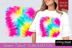 Tie Dye Square Tshirt Background - Rainbow PNG Sublimation Product Image 1