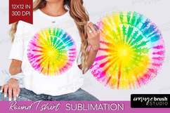 Tie Dye Round Tshirt Background - Rainbow PNG Sublimation Product Image 1