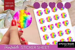 Tie Dye Round Sticker - Rainbow Printable Sticker Sheet Product Image 1