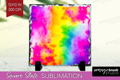 Tie Dye Slate PNG - Rainbow Square Slate Sublimation Product Image 1