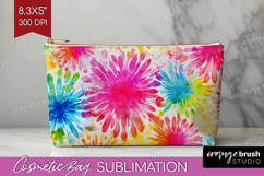 Tie Dye Cosmetic Bag - Rainbow Makeup Bag PNG Sublimation Product Image 1