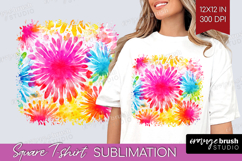 Tie Dye Square Tshirt Background - Rainbow PNG Sublimation Product Image 1