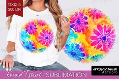 Tie Dye Round Tshirt Background - Rainbow PNG Sublimation Product Image 1