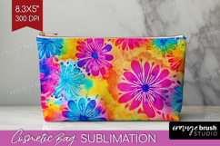 Tie Dye Cosmetic Bag - Rainbow Makeup Bag PNG Sublimation Product Image 1