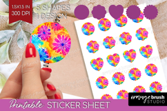 Tie Dye Round Sticker - Rainbow Printable Sticker Sheet Product Image 1