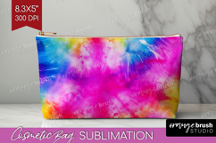 Tie Dye Cosmetic Bag - Rainbow Makeup Bag PNG Sublimation Product Image 1