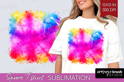 Tie Dye Square Tshirt Background - Rainbow PNG Sublimation Product Image 1