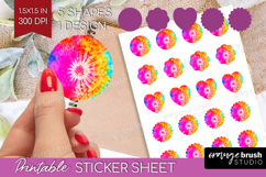 Tie Dye Round Sticker - Rainbow Printable Sticker Sheet Product Image 1
