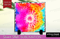Tie Dye Slate PNG - Rainbow Square Slate Sublimation Product Image 1