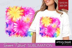 Tie Dye Square Tshirt Background - Rainbow PNG Sublimation Product Image 1
