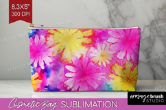 Tie Dye Cosmetic Bag - Rainbow Makeup Bag PNG Sublimation Product Image 1