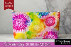 Tie Dye Cosmetic Bag - Rainbow Makeup Bag PNG Sublimation Product Image 1