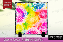 Tie Dye Slate PNG - Rainbow Square Slate Sublimation Product Image 1