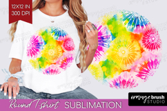 Tie Dye Round Tshirt Background - Rainbow PNG Sublimation Product Image 1