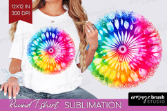 Tie Dye Round Tshirt Background - Rainbow PNG Sublimation Product Image 1