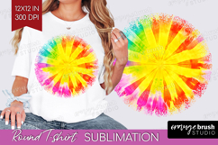 Tie Dye Round Tshirt Background - Rainbow PNG Sublimation Product Image 1