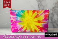 Tie Dye Cosmetic Bag - Rainbow Makeup Bag PNG Sublimation Product Image 1